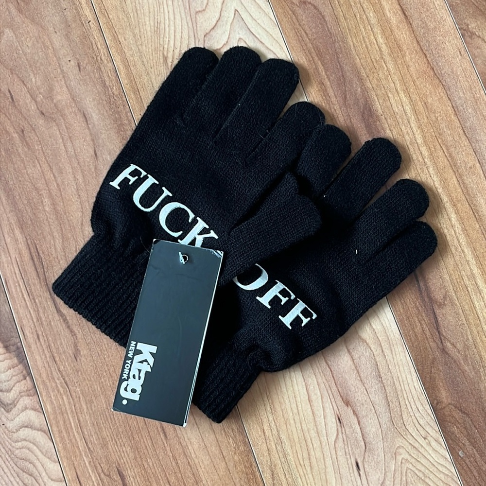 ktag Unisex Gloves F*** Off black and white
